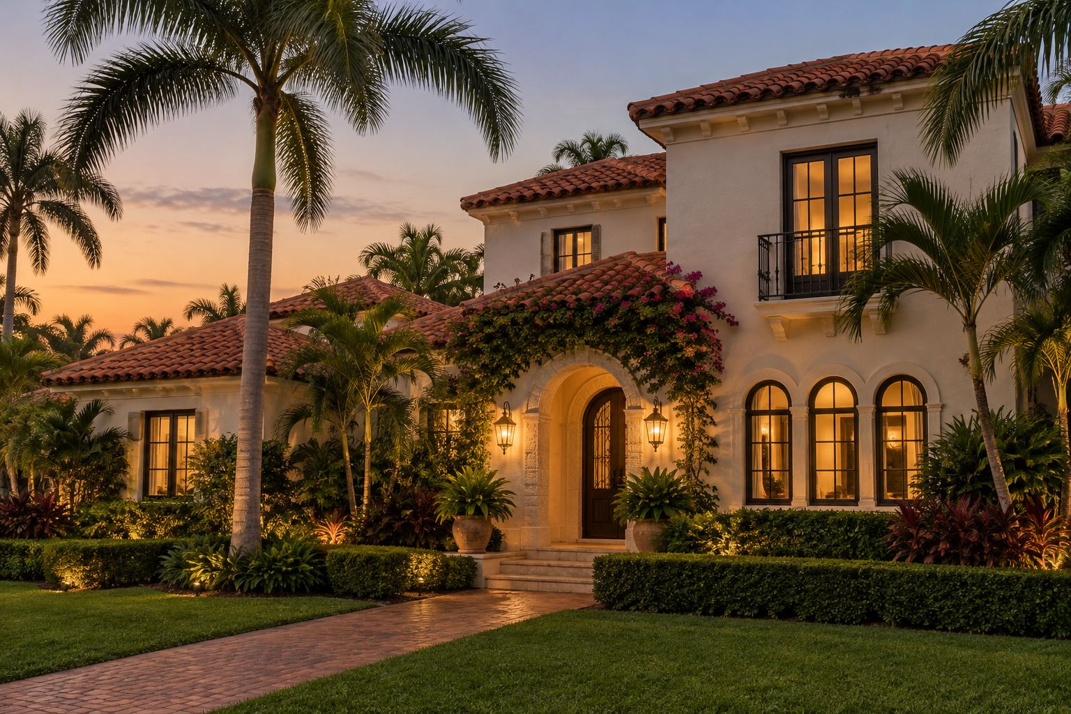 A Miami-Dade County home at dusk, illustrative
